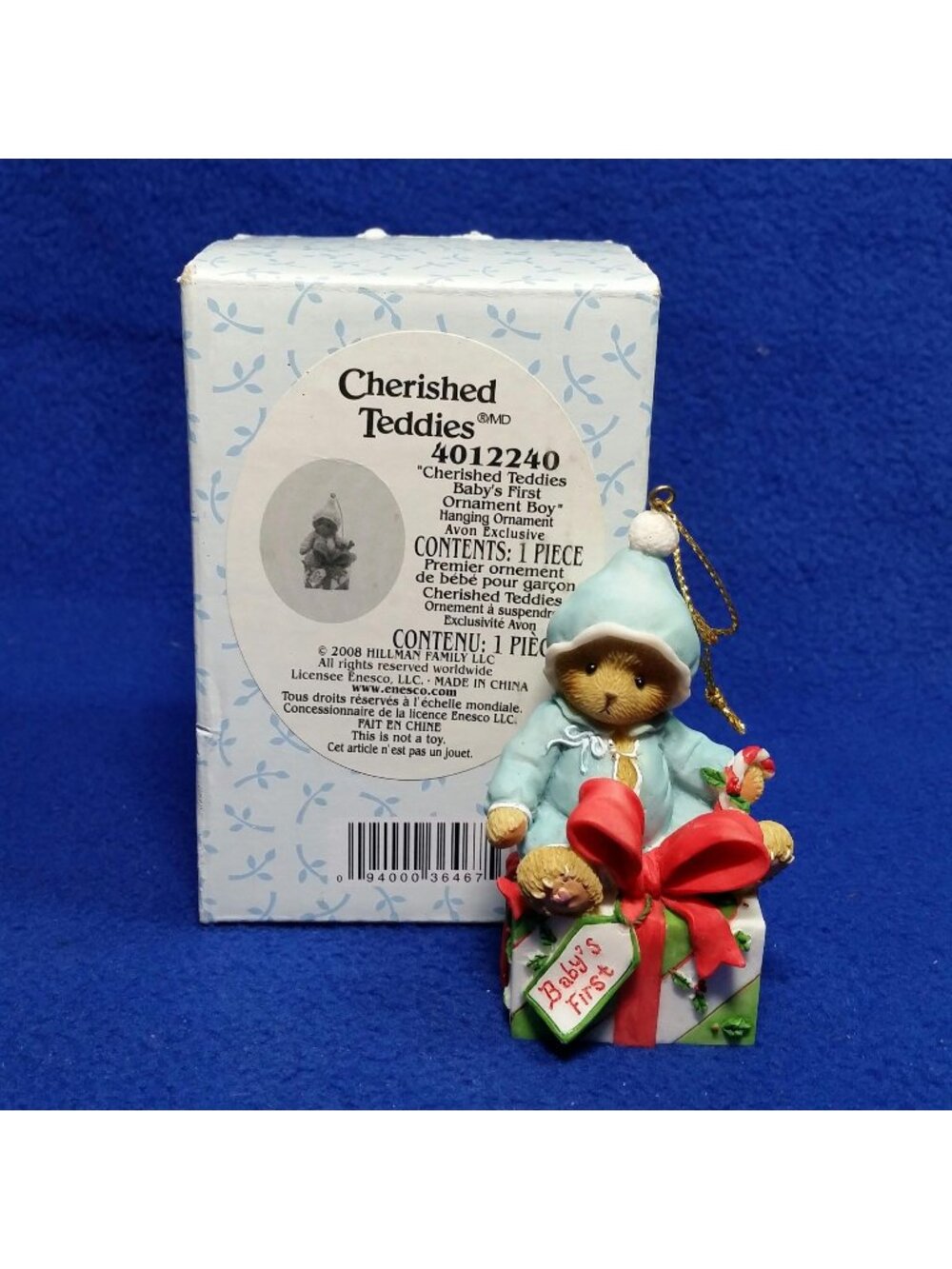 Cherished Teddies Baby's First Ornament Boy Enesco 4102240 Avon Exclusive In Box